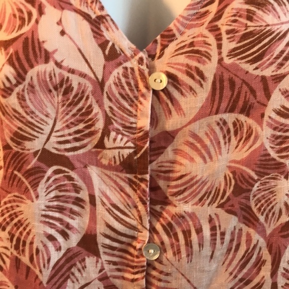 NEW Tahari 100% Linen Pink Floral Button Down Top Size Small - Picture 7 of 15